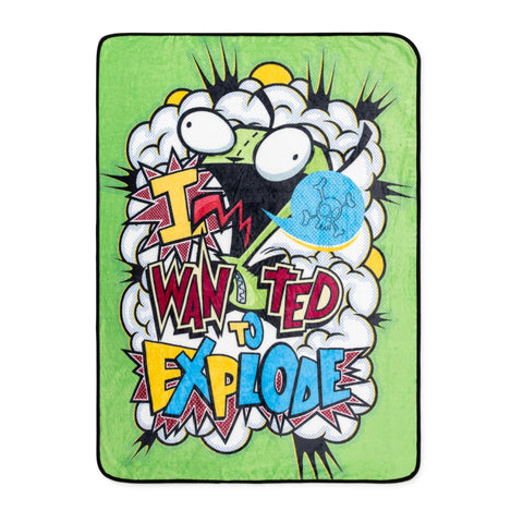 Silver Buffalo Invader Zim Gir I Wanted to Explode Fleece Throw Blanket for Sofa, Bed | 45 x 60 Inches