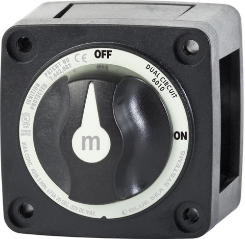 Blue Sea Systems 4?Position Mini Selector Battery Switch, Black, 6007200 m?Series