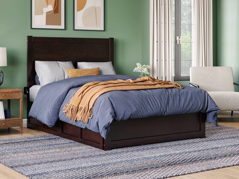NoHo Full Bed with Footboard and 2 Drawers in Espresso