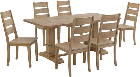 Joanna 7-Piece Dining Table Set For 6 Rustic Brown - Table & 6 Ladder-Back Chairs