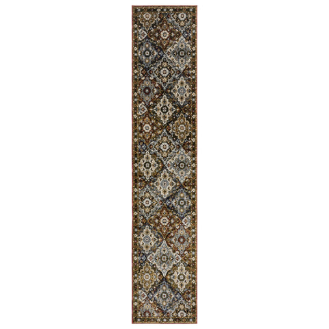Oriental Weavers Andorra Area Rug - 2408A - 2'6" x 12' - in Red/Multi - Vintage Inspired, Stain Resistant, Family and Pet Friendly, Entryway, Hallway Runner Rug