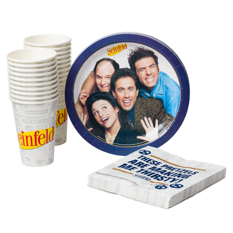 Silver Buffalo Seinfeld TV Series 60 Pack Partyware Disposable Paper Plates, Napkins, and Cups