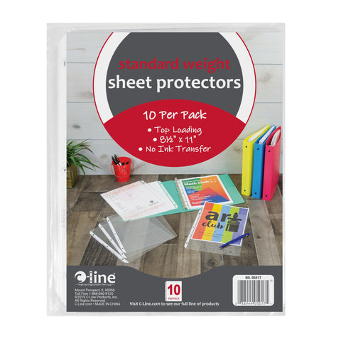 C-Line Top Loading Standard Weight Poly Sheet Protectors, Clear, 8.5 x 11 Inches, 10 per Pack, Set of 24 Packs (05017-24)