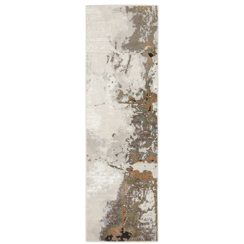 Oriental Weavers Caravan Area Rug - 4150Z - 2'3" x 7'6" - in Grey/Pink - Modern Style, Stain Resistant, Family and Pet Friendly, Entryway, Hallway Runner Rug