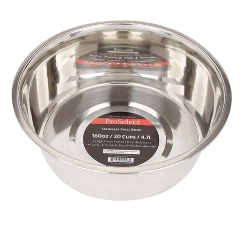 Proselect Stainless Steel Classic Dog Bowl, 5-Quart