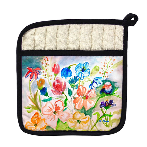 Colorful Flowers Pot Holder - 9x9