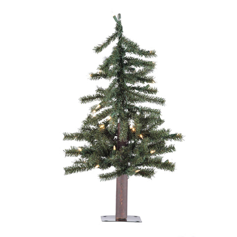 Vickerman 2' Natural Alpine Artificial Christmas Tree - Clear Incandescent Lights - Faux Christmas Tree - Seasonal Indoor Home Decor - Reliable and Durable