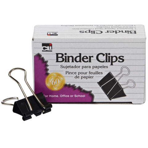 Charles Leonard Binder Clips, Large, 1 Inch Capacity, Black/Silver, 12-Box (BC-10)