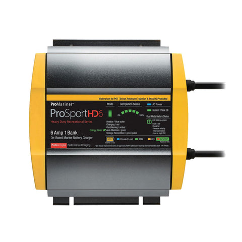 ProMariner 44006 ProSport HD Waterproof Marine Battery Charger, 6 Amp, 1 Bank