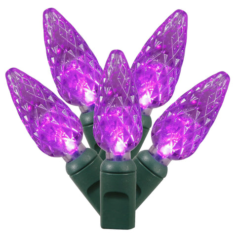Vickerman 100 Light C6 LED Light Set Purple Lights on Green Wire