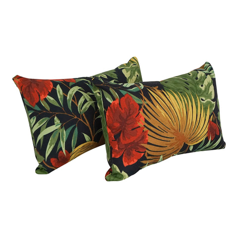Blazing Needles Rectangular Throw Pillows Set, Set of 2, 12" x 20", Tropique Raven