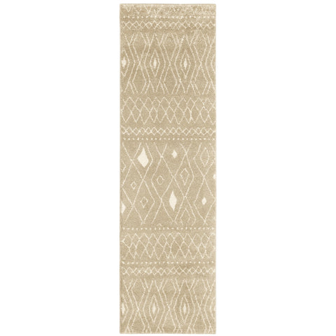 Oriental Weavers Carson Area Rug - 9665B - 2'3" x 7'6" - in Sand/Ivory - Vintage Bohemian Style, Stain Resistant, Family and Pet Friendly, Entryway, Hallway Runner Rug