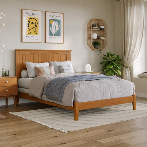 AFI, Nantucket Full Foundation Bed with Attachable USB Charger, Light Toffee