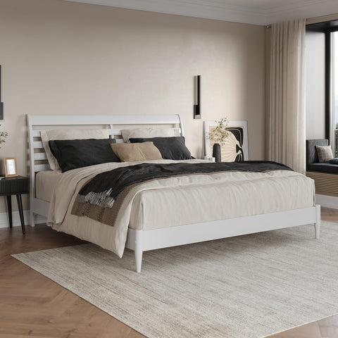 AFI, Savannah King Solid Wood Low Profile Platform Bed, White