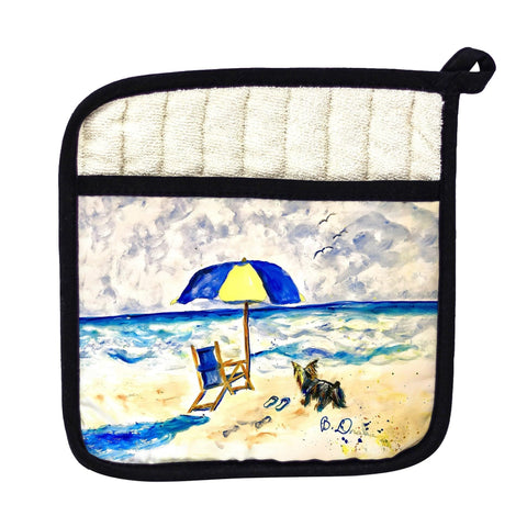 Beach Chair and Yorkie Pot Holder - 9x9
