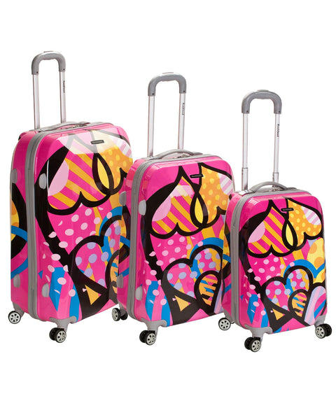 Rockland Vision Hardside Spinner Wheel Luggage, Pink, Multicolor, 3-Piece Set (20/24/28)