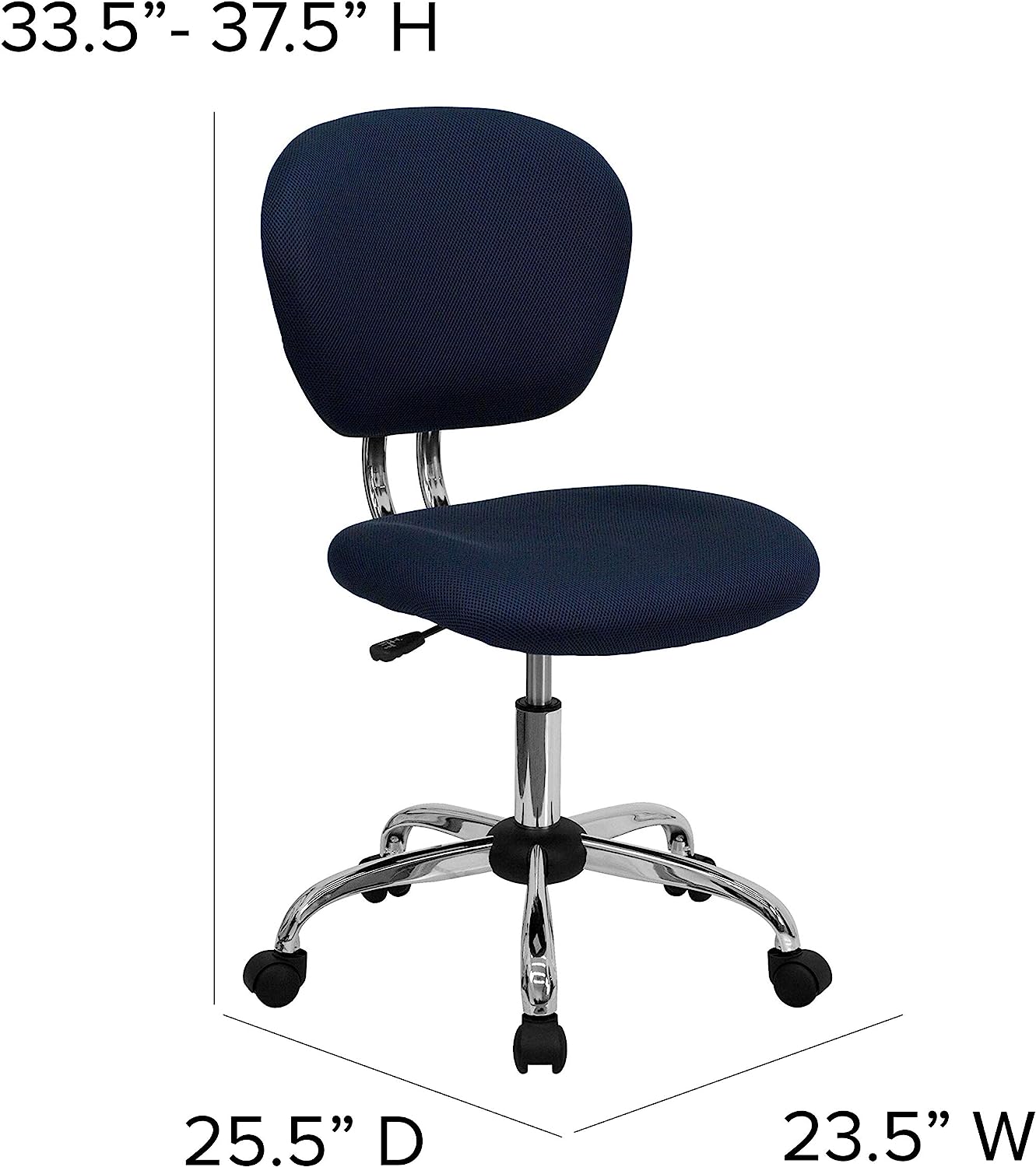 Flash Furniture Beverly Mid-Back Navy Mesh Padded Swivel Task Office Chair with Chrome Base