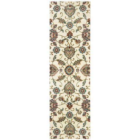 Oriental Weavers Kashan Area Rug - 9946W - 2'3" x 7'6" - in Ivory/Multi - Vintage Inspired, Stain Resistant, Family and Pet Friendly, Entryway, Hallway Runner Rug