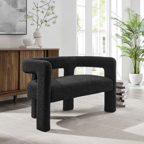 Modway EEI-6477-BLK Kayla Boucle Upholstered Loveseat, Black