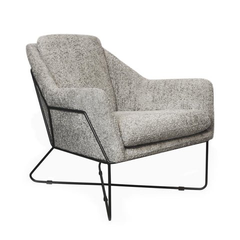 Moti Emilia Lounge Chair in Boucle Silver Fabric with Toughened Iron Frame