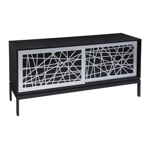 SEI Furniture Arminta Contemporary Media Cabinet, Black/Silver