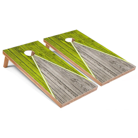 Skip's Garage Lime Green Pyramid All-Weather Cornhole Boards - PVC - Include CASE + Hole Lights