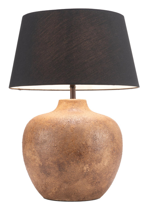 Zuo Basil Table Lamp Black, Brown Table Lamp, Modern Style, Dimmable, Ceramic, Lighting Table Lamps, 17.7" W x 17.7" D x 24.4" H