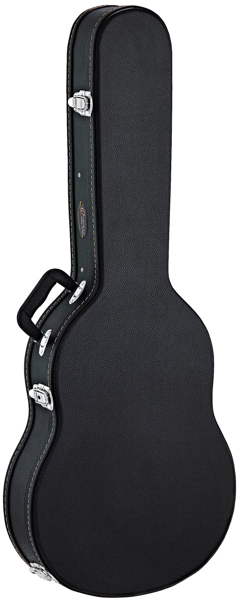 Ortega Guitars Thinline Classical Guitar Economy Hardshell Case-15 mm Velvet Padding-Black w/Chrome Hardware (OCCSTD-T)