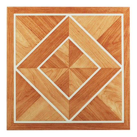 Tivoli Self Adhesive Vinyl Floor Tiles, 45 Tiles - 12" x 12", White Border Inlaid Parquet - Peel & Stick, DIY Flooring for Kitchen, Dining Room, Bedrooms, Basements & Bathrooms by Achim Home Decor