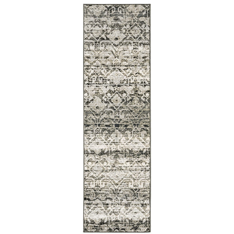 Oriental Weavers Bowen Area Rug - 042H2-2'3" x 7'6" - in Grey/Ivory - Modern Industrial Style, Stain Resistant, Family and Pet Friendly, Entryway, Hallway Runner Rug
