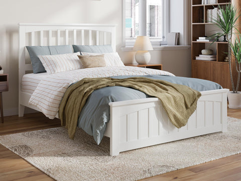 Becket Full Solid Wood Low Profile Platform Bed with Matching Footboard in White