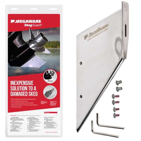 MEGAWARE KEELGUARD 27011 SKEGGUARD Fits MerCruiser Pre Alpha 1 Drives 1973-1984, Replace Broken Skeg, 316 Marine-Grade Stainless Steel Guard Protector with Drain, Prevent Ramp Dragging Damage, DIY