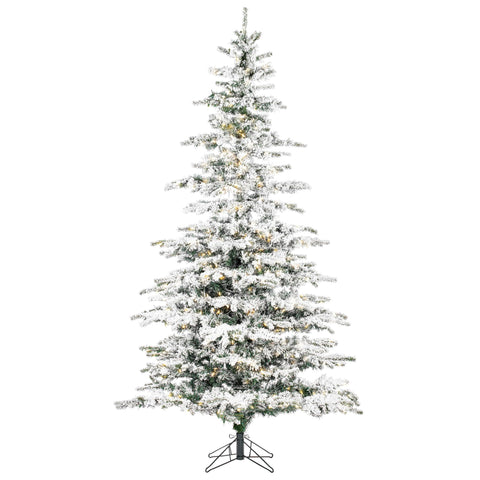 Vickerman 6.5' Flocked Sierra Fir Artificial Christmas Tree, Pure White LED Dura-Lit Lights - Lifelike Indoor Seasonal Home Decor - Maintenance Free Flocked Faux Christmas Tree