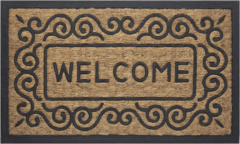 ACHIM Front Door Mat for Outdoor Entrance - 18 Inch Length, 30 Inch Width (Scrolls) - Welcome Mat - Waterproof Doormat Rugs for Front Patio Entryway - Outdoors & Indoor Floor Mats Home Decor