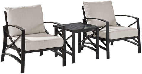 Kaplan 3Pc Outdoor Chair Set Oatmeal/Oil Rubbed Bronze - Side Table & 2 Chairs