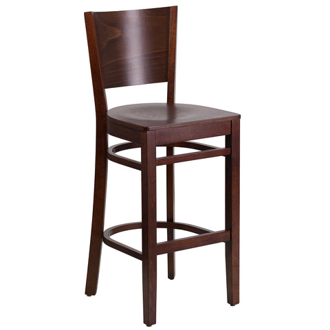 Flash Furniture Lacey Series Solid Back Walnut Wood Restaurant Barstool (Pack of 1)