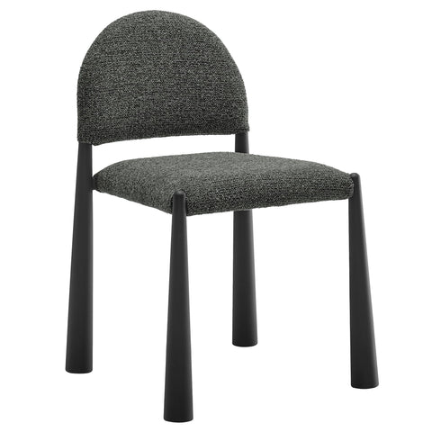 Modway Hayley Mid Century Modern Dining Chair in Black Anthracite with Round Back – Upholstered Fabric Dining Side Chair with Metal Tapered Legs