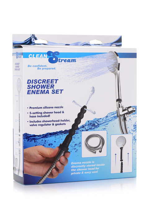 Cleanstream Aqua Shot Deep Shower Enema Cleansing System, 5 Setting Shower Head, Includes Shower Head Holder, Valve, and Gasket, Black