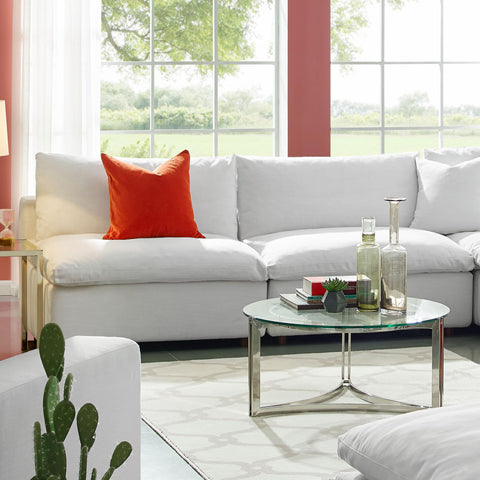 Modway Commix Upholstered Modular Armless Loveseat - Down-Filled Overstuffed Sectional Sofa - 2 Seater Couch - Armless Chairs Set for Contemporary Living Rooms
