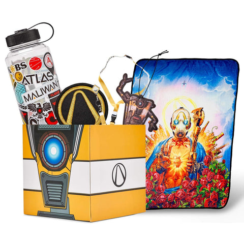 Official Borderlands LookSee Collector Mystery Gift Box - Includes Psycho Blanket, Lanyard, Water Bottle, and More - Exclusive Fan Toy Collectibles Set | Licensed Merchandise