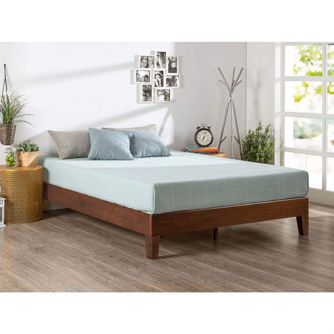 Fast Furnishings King Size Low Profile Solid Wood Platform Bed Frame in Espresso Finish