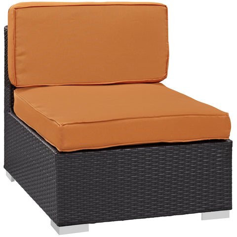 Modway Convene Armless Outdoor Patio Sectional, Espresso Orange