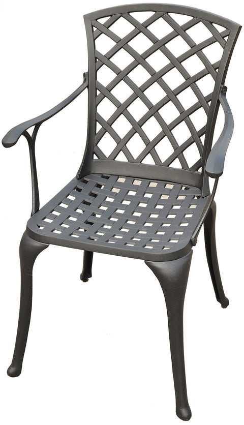 Sedona 2Pc High Back Cast Aluminum Outdoor Chair Set Black - 2 High Back Armchairs