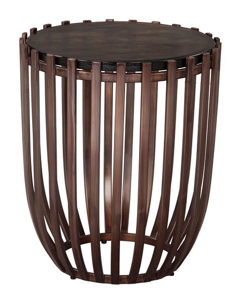 Zuo Kafig Recycled Sand Cast Glass and Iron End Table in Bronze