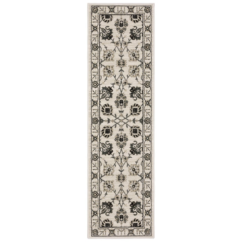 Oriental Weavers Raylan Area Rug - RAY03-2'3" x 7'6" - in Ivory/Grey - Vintage Inspired, Stain Resistant, Family and Pet Friendly, Entryway, Hallway Runner Rug