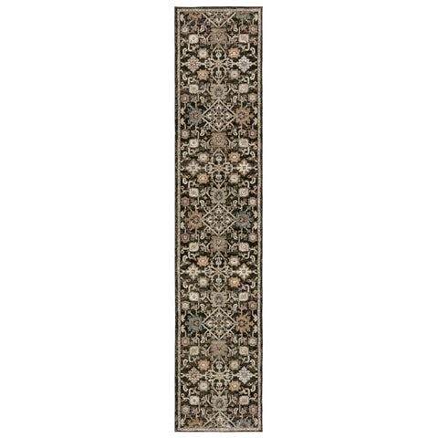 Oriental Weavers Andorra Area Rug - 2396B - 2'6" x 12' - in Brown/Multi - Vintage Inspired, Stain Resistant, Family and Pet Friendly, Entryway, Hallway Runner Rug