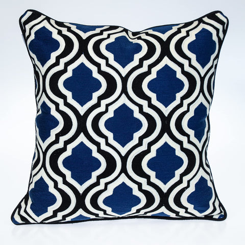 Parkland Collection Geometric Blue and White Square 20" x 20" Pillow