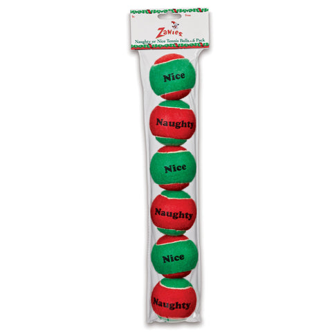 Zanies Naughty or Nice Tennis Balls (Pack of 6)