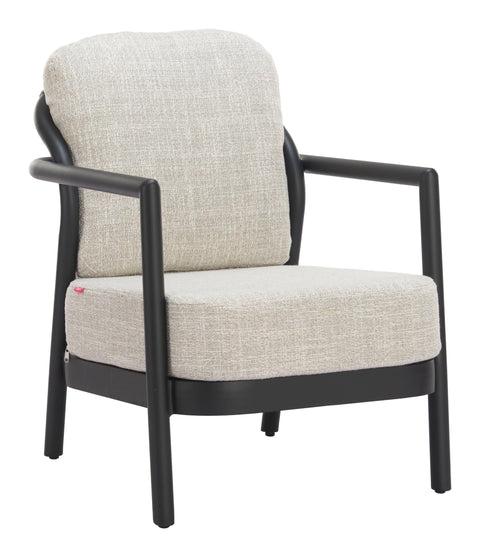 Zuo Rein Accent Chair Beige, Beige Accent Chair, Modern Style, Outdoor Fabric, Removable and Washable Cushion Cover, Aluminum, Outdoor Living, 24.2" W x 33.5" D x 31.9" H, Non-Stackable