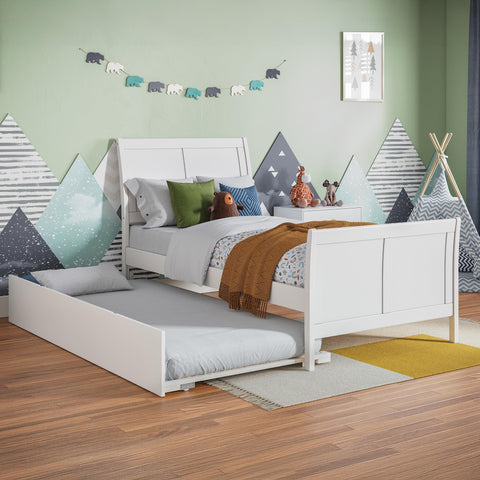 AFI, Portland Twin Platform Bed with Matching Footboard & Twin Trundle, White
